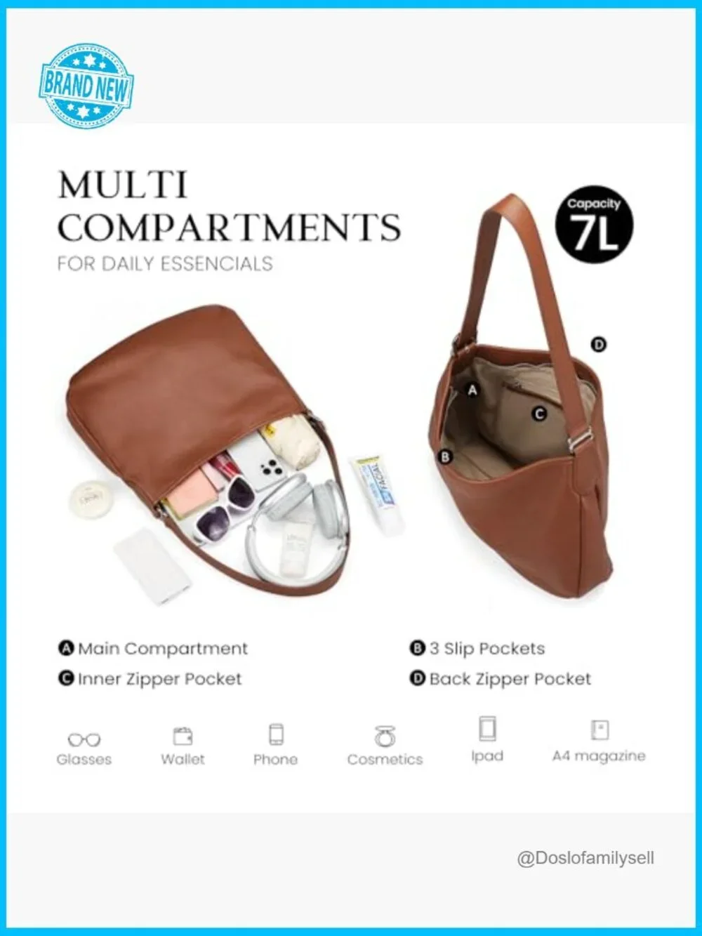 Hobo Bag Premium Leather Slouchy Crossbody Shoulder Purse Soft Casual Handbag